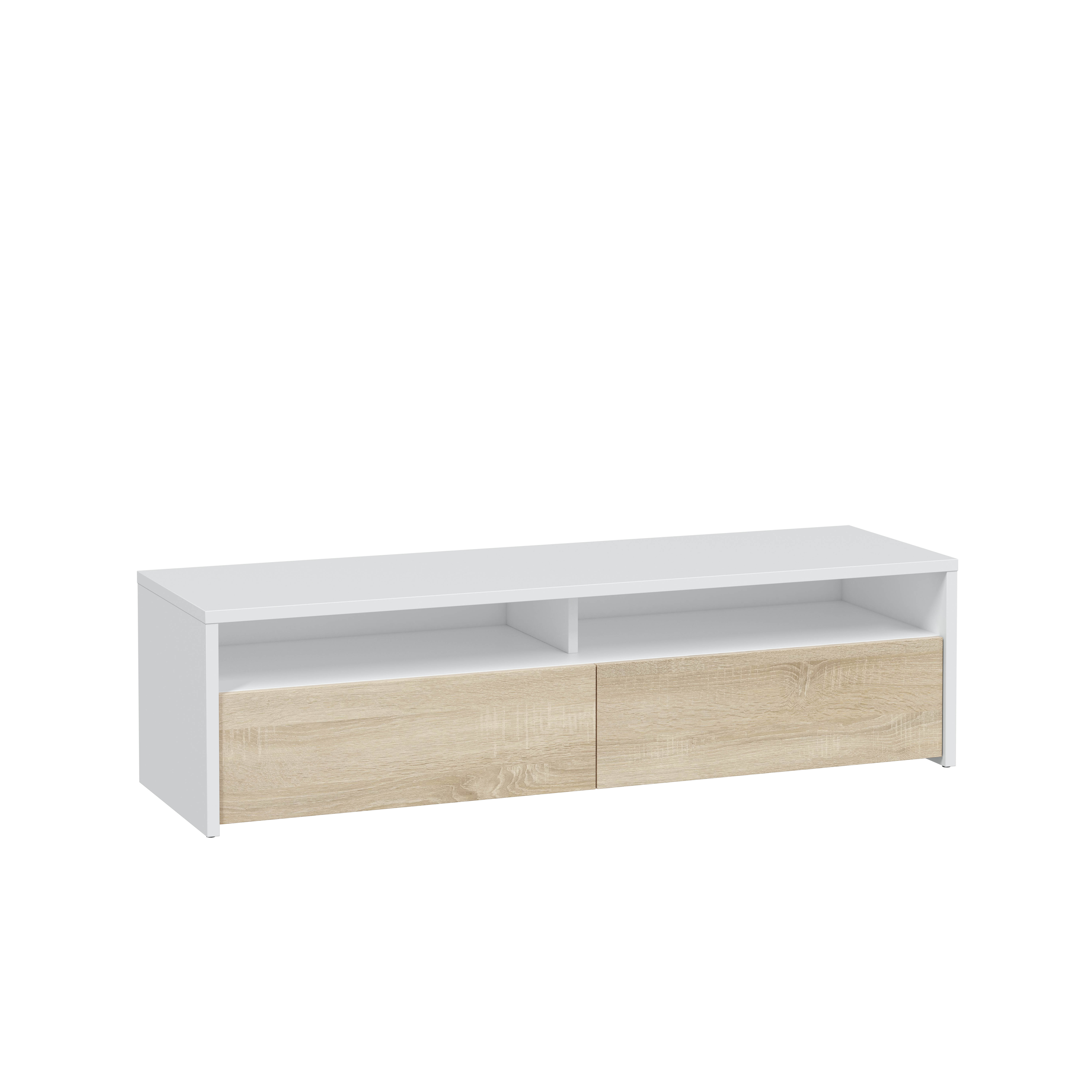 Mueble TV Viggo Blanco Artik y Roble Nórdico 130 cm