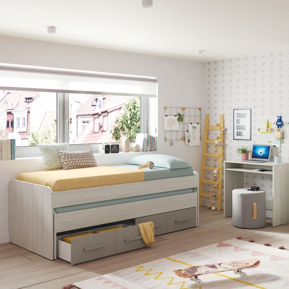 Cama doble juvenil Kiruna con dos cajones y somieres 198 x 69 x 96 cm con envío a Soria
