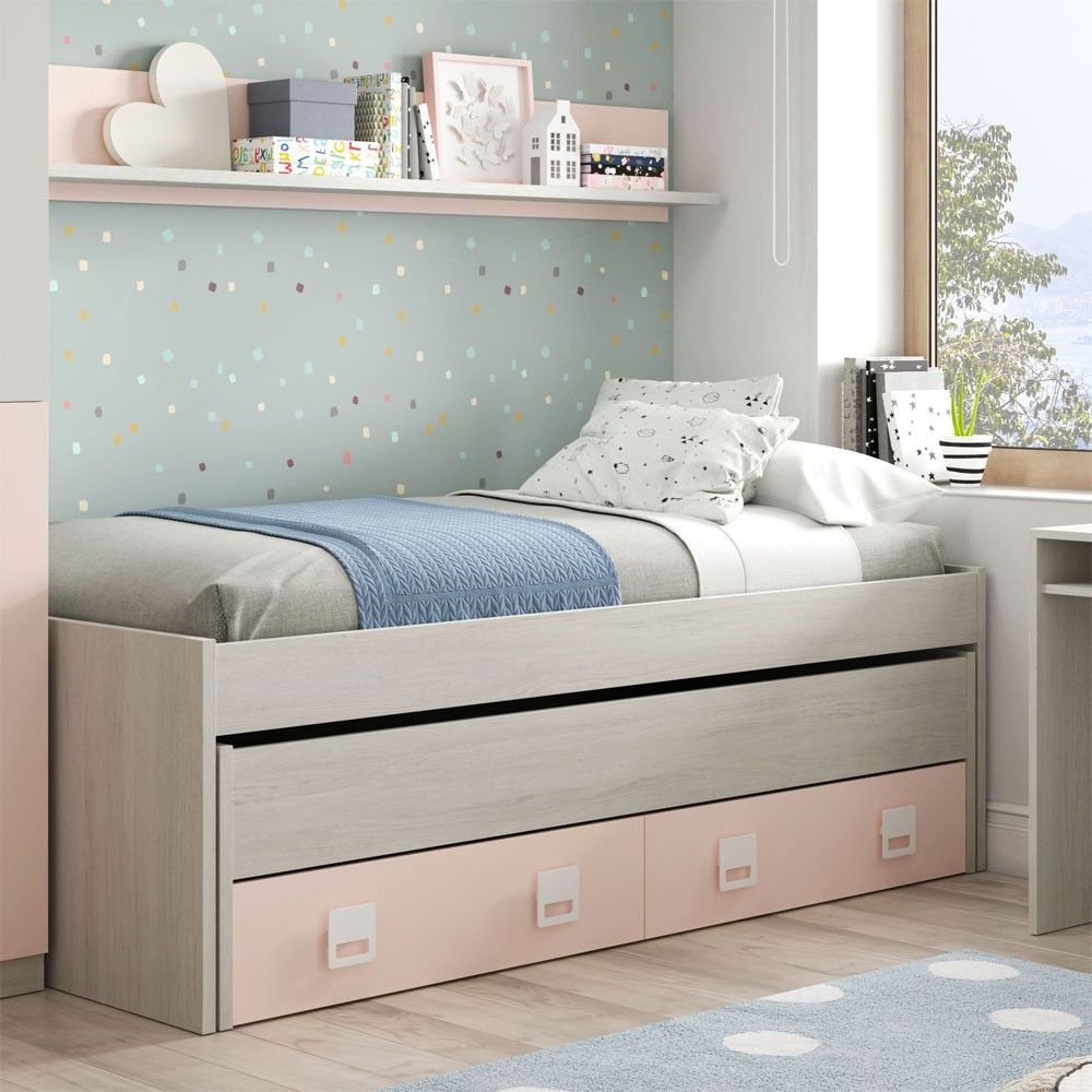 Cama nido doble Uppsala blanco y rosa 199 x 96 x 69 cm con envío a Getafe