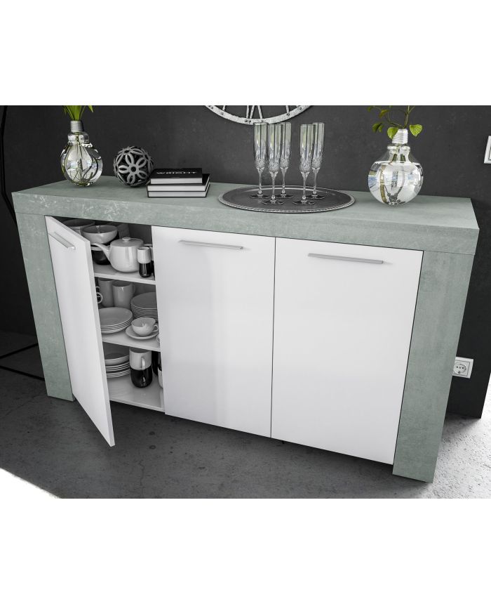 Aparador Frode Blanco Artik y Cemento 144 cm