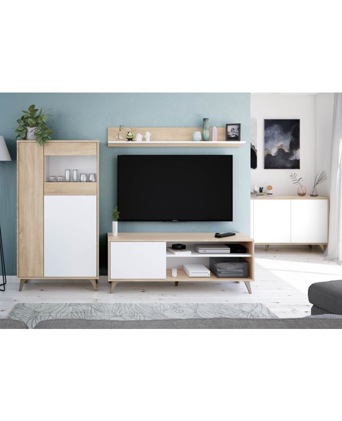 Aparador Viggo Blanco Artik y Roble Nórdico 154 cm