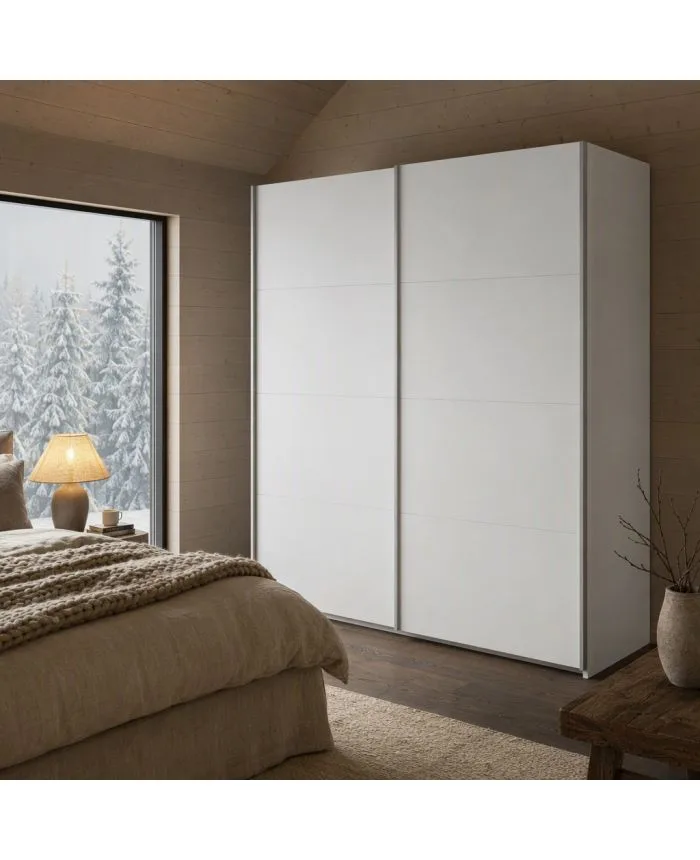 Armario Nora puertas correderas blanco nórdico 150 cm en ambiente nórdico