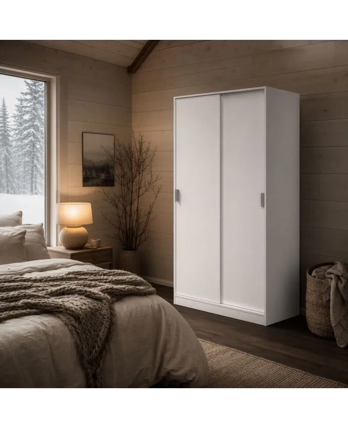 Armario Sigrid puertas correderas blanco 100 cm en ambiente nórdico