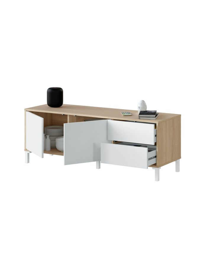 Mueble TV Tor Blanco Artik y Roble Nórdico 130 cm