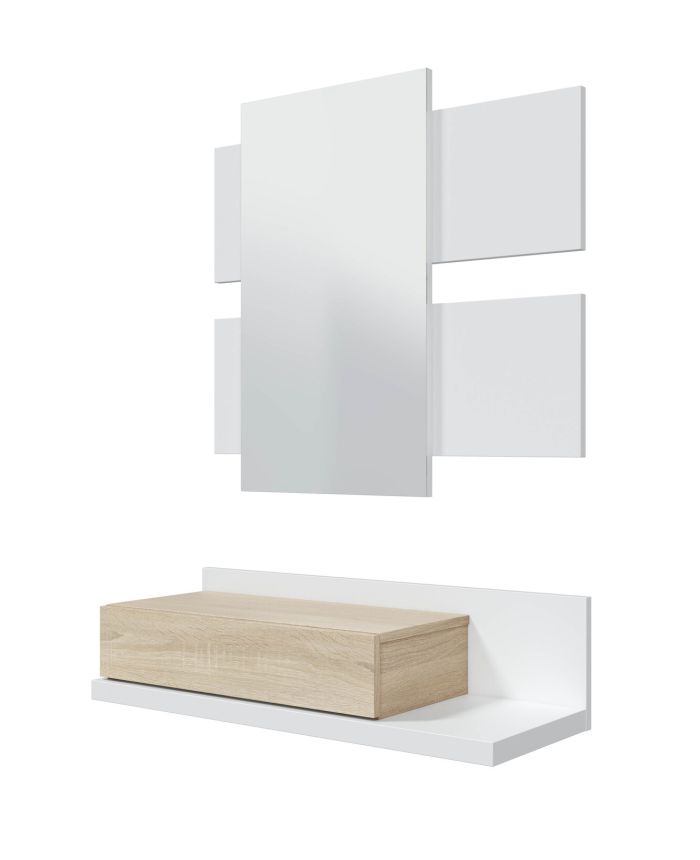 Recibidor Morten Blanco Artik con Espejo y Cajón