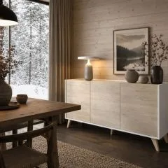 Aparador 3 ptas 155x75 blanco y natural