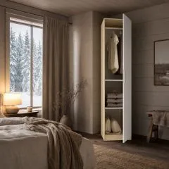 Armario 1 puerta 46x204 roble y blanco