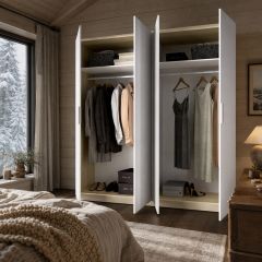 Armario 4 puertas 182x204 roble y blanco
