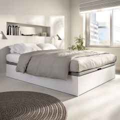 Canape recto con zapatero cama 135 134x32 blanco
