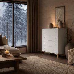 Conjunto dormitorio Hanne blanco nórdico 150/135 cm