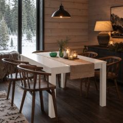 Mesa de comedor extensible Freya blanco brillo 140-190 cm