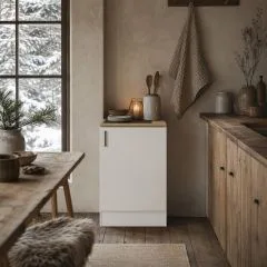 Mueble bajo de cocina Astrid 1 puerta blanco brillo y roble 60 cm