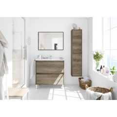 Mueble de baño Kristin 2 cajones con espejo 80 cm (lavabo no incluido)