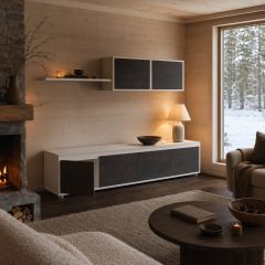 Mueble TV Helga blanco nórdico y óxido 200 cm
