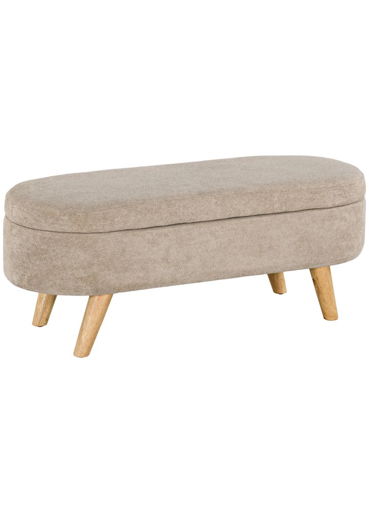 Banco Norrland Almacenaje Ovalado Patas Madera Beige