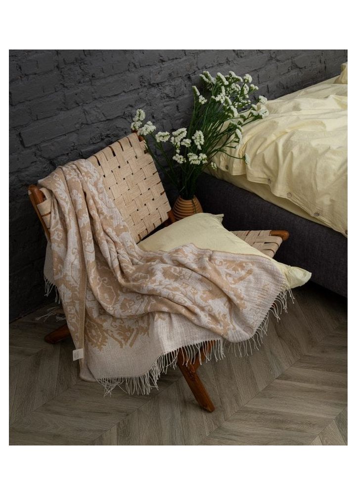 Manta de lana y lino Skagen taupe