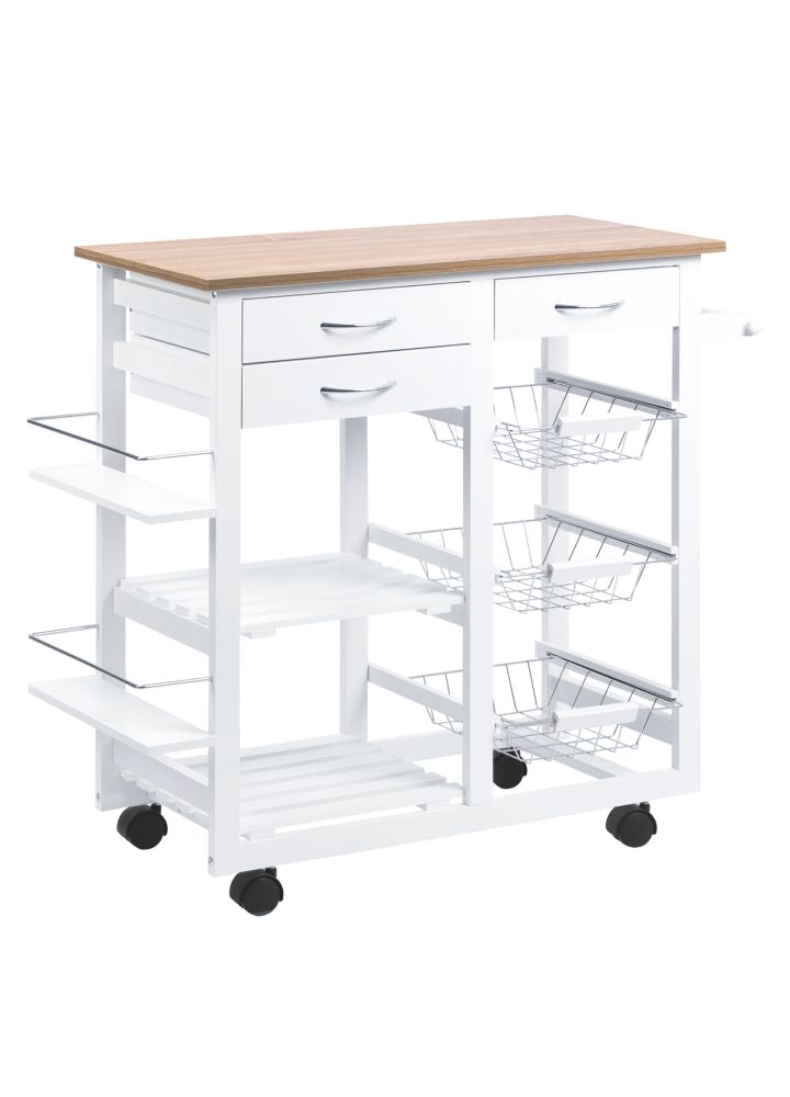 Carrito Cocina Åland Multifuncional Cestas Especias Blanco