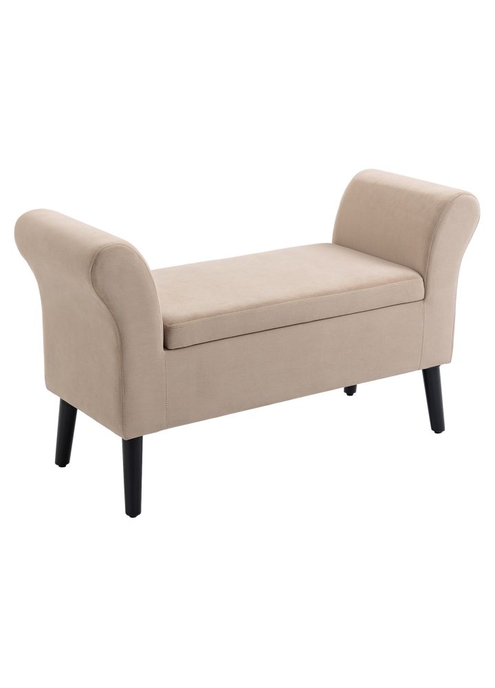 Banco Jokkmokk Acolchado Reposabrazos Terciopelo Beige
