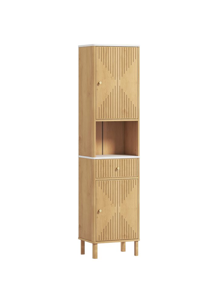 Columna Baño Vaasa Cajón 2 Armarios Roble