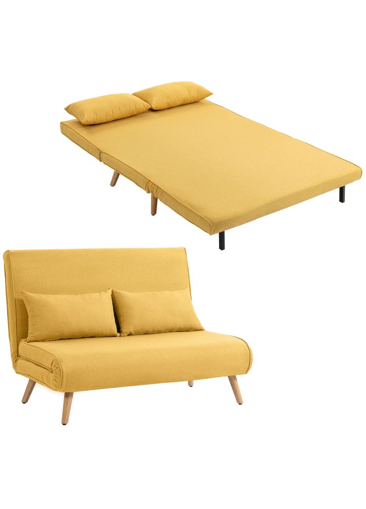 Sofá Cama Trondheim 2 Plazas Lino Amarillo