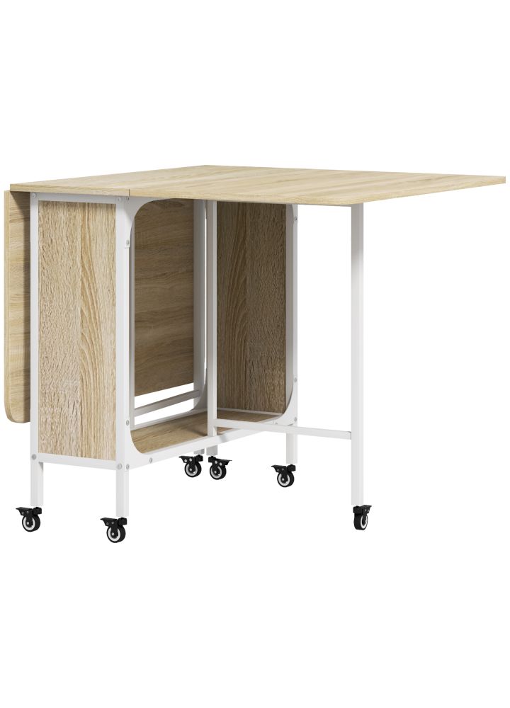 Mesa Cocina Reykjavik Plegable con Ruedas Natural