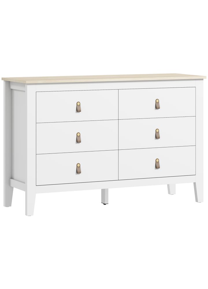 Cómoda Visby 6 Cajones Tiradores PU Blanco