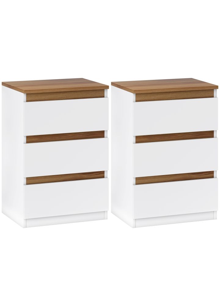Pack 2 Mesitas Noche Kalmar 3 Cajones Blanco