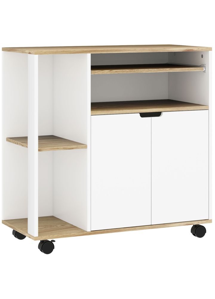 Carrito Cocina Porvoo Rodante Armario Estantes Blanco