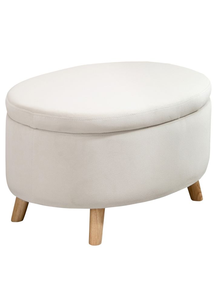 Puff Jokkmokk Almacenaje Ovalado Terciopelo Beige