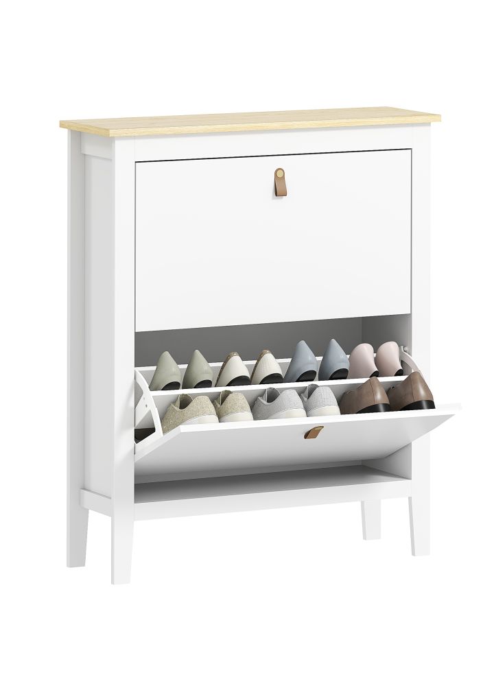 Zapatero Kirkenes Estrecho 2 Compartimentos Blanco y Madera
