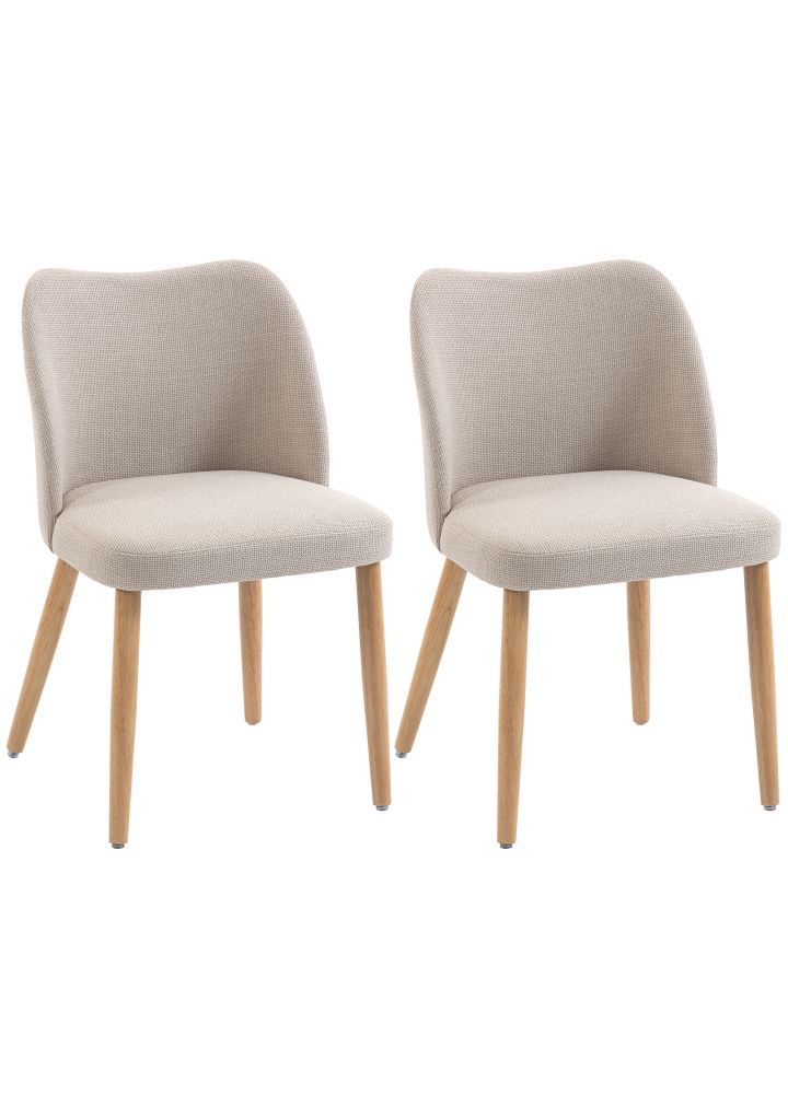 Set 2 Sillas Helsinki Lino Acolchadas Crema