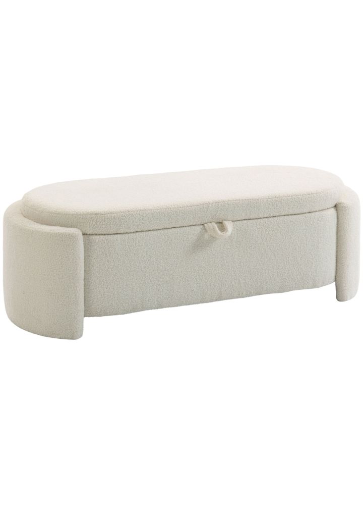 Banco Norrland Pie Cama Teddy Ovalado Crema