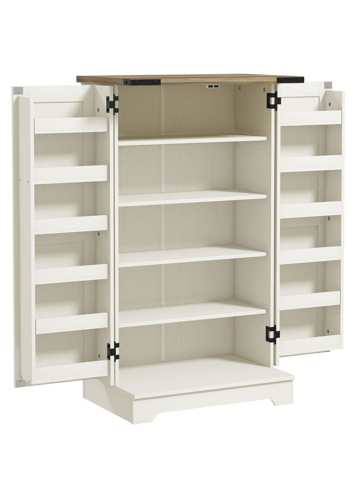 Armario Despensa Drammen 2 Puertas 16 Estantes Crema