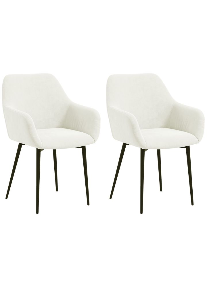 Set Sillas Kuopio Nórdicas Brazos Terciopelo Crema