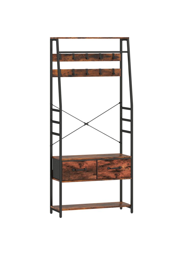 Mueble Entrada Narvik 6en1 Perchero Marrón Rústico