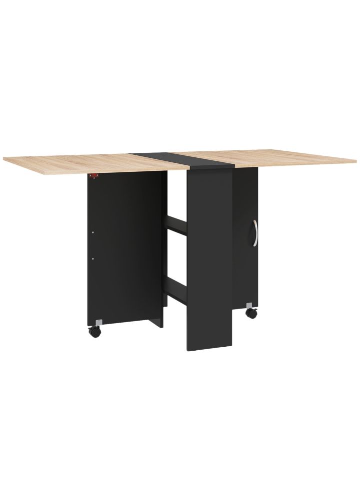 Mesa Cocina Helsingborg Plegable con Ruedas Natural