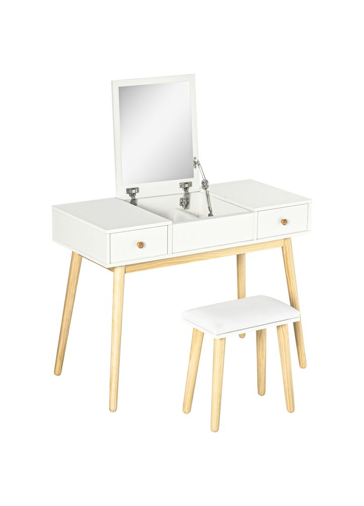 Tocador Ålesund Escandinavo Espejo Plegable Blanco