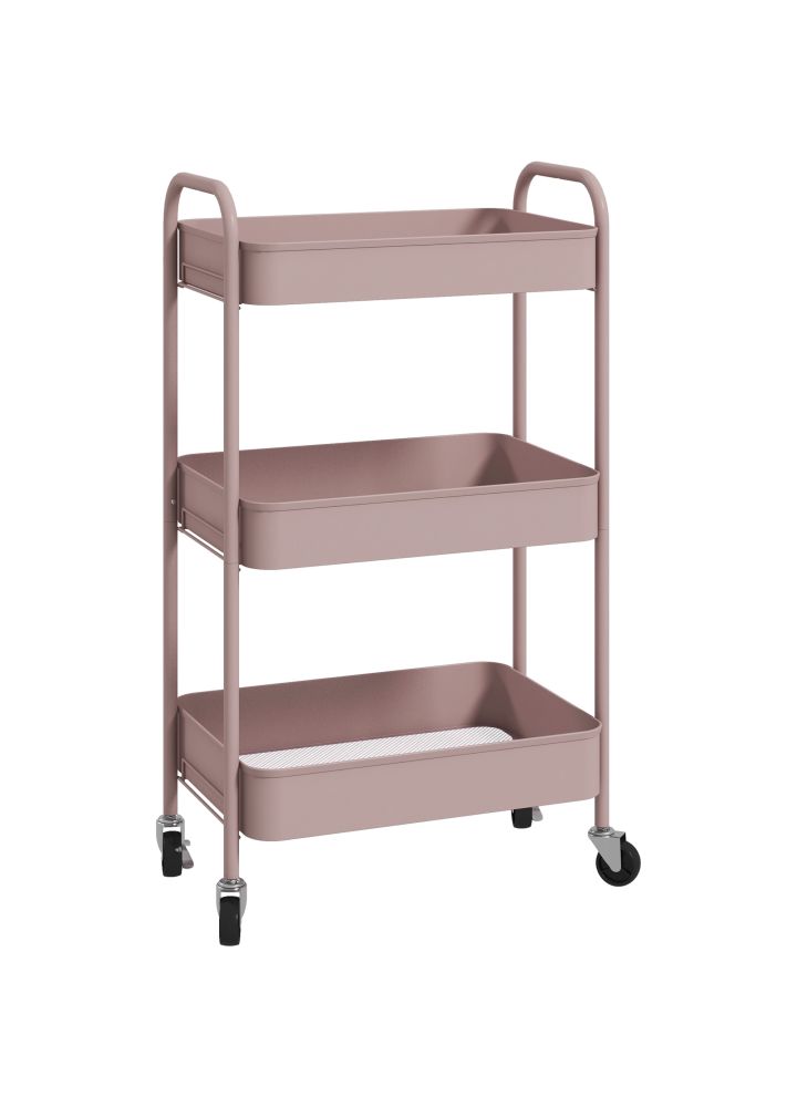 Carrito Almacenaje Åland 3 Cestas Rosa
