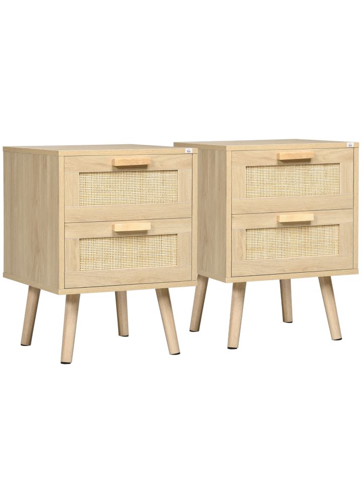Pack 2 Mesitas Noche Malmö Mimbre Bohemio Natural