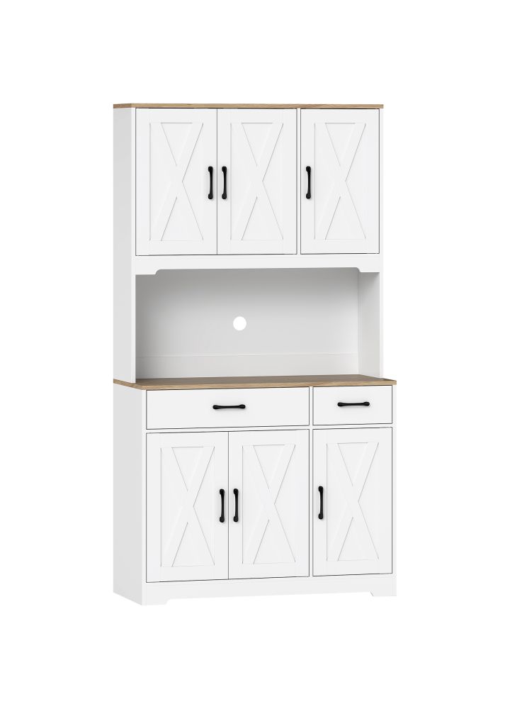 Alacena Drammen 6 Puertas Microondas Cajones Blanco