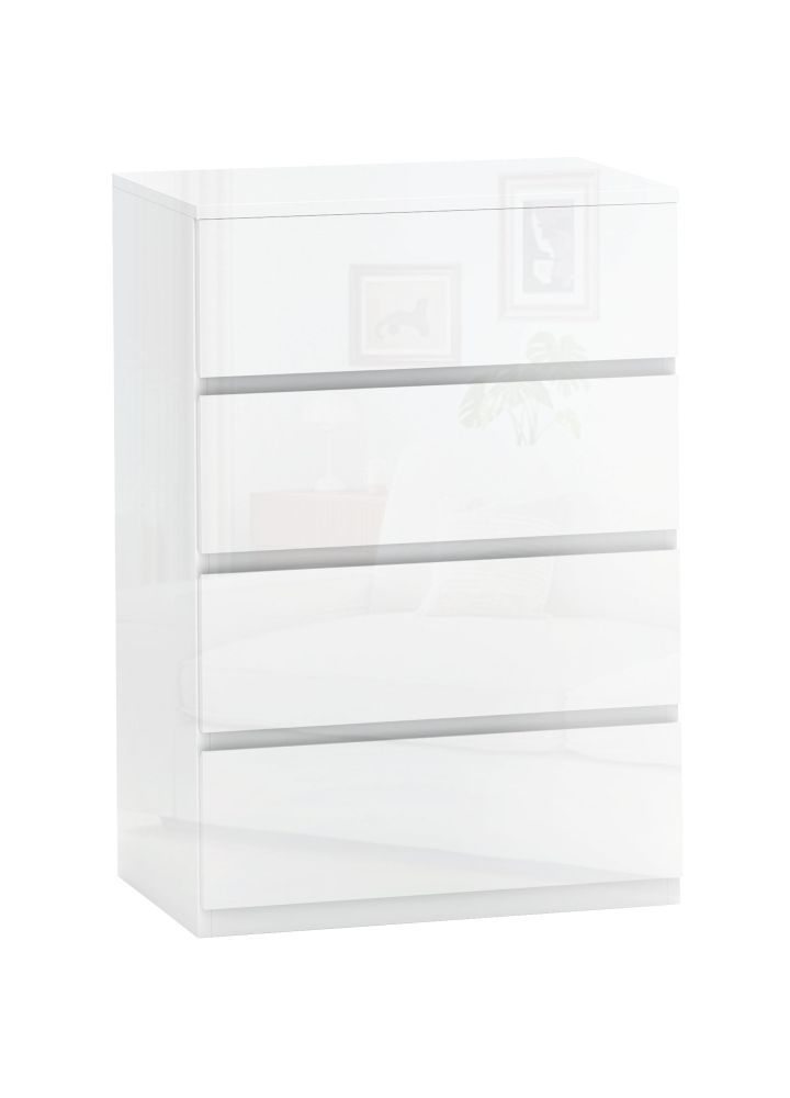 Cómoda Malmö 4 Cajones Blanco Brillante