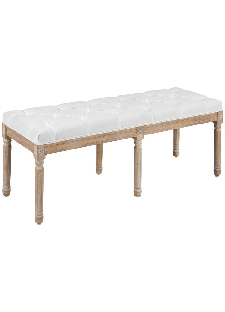 Banco Jokkmokk Pie Cama Capitoné Vintage Crema