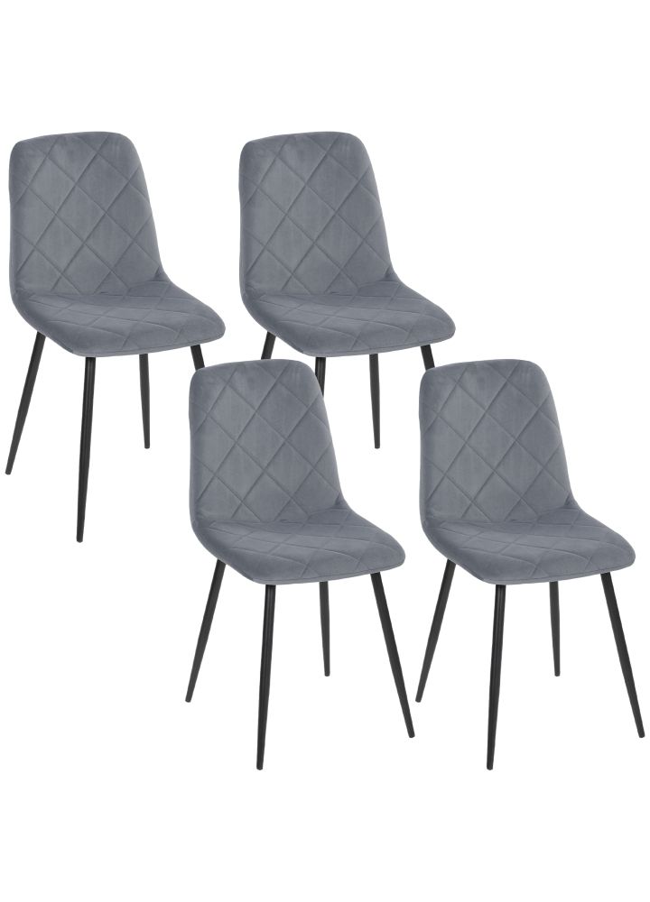 Pack 4 Sillas Helsinki Terciopelo Gris