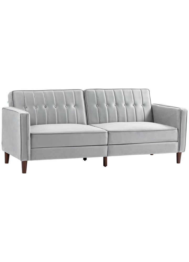 Sofá Cama Lillehammer 3 Plazas Terciopelo Gris