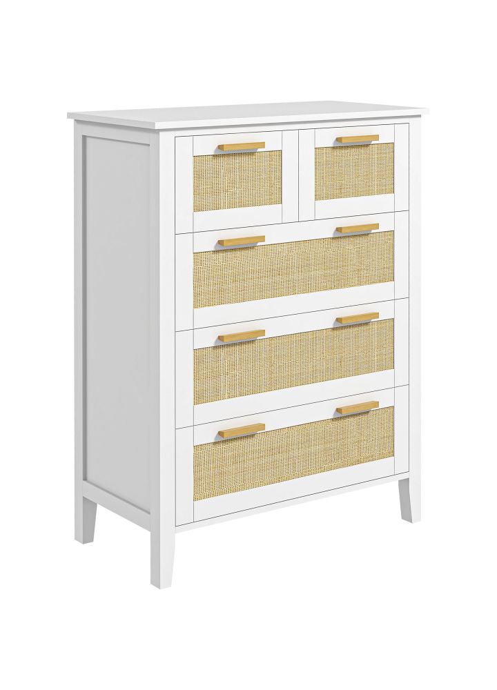 Cómoda Malmö 5 Cajones Asas Madera Blanco