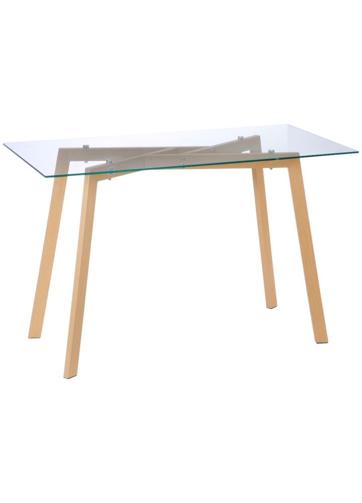 Mesa Comedor Helsingborg Cristal Efecto Madera