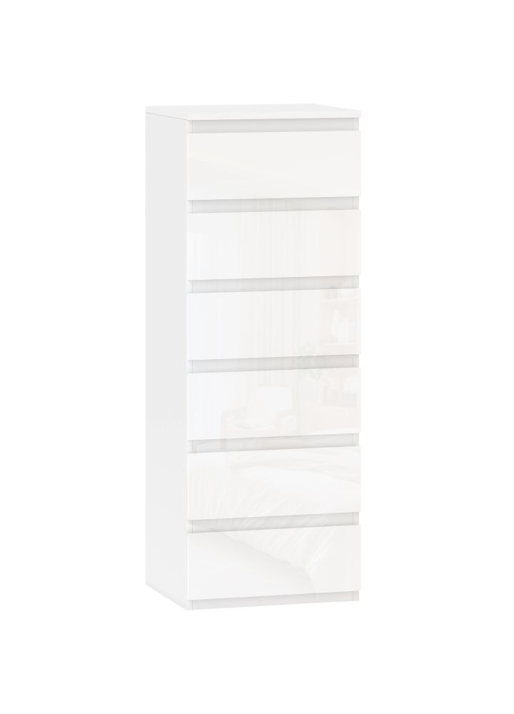 Cómoda Visby Estrecha 6 Cajones Blanco Brillo