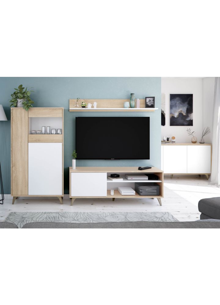 Aparador Viggo Blanco Artik y Roble Nórdico 154 cm
