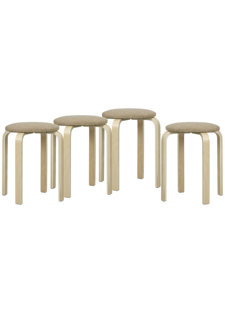 Pack 4 Taburetes Rovaniemi Madera Acolchados Caqui