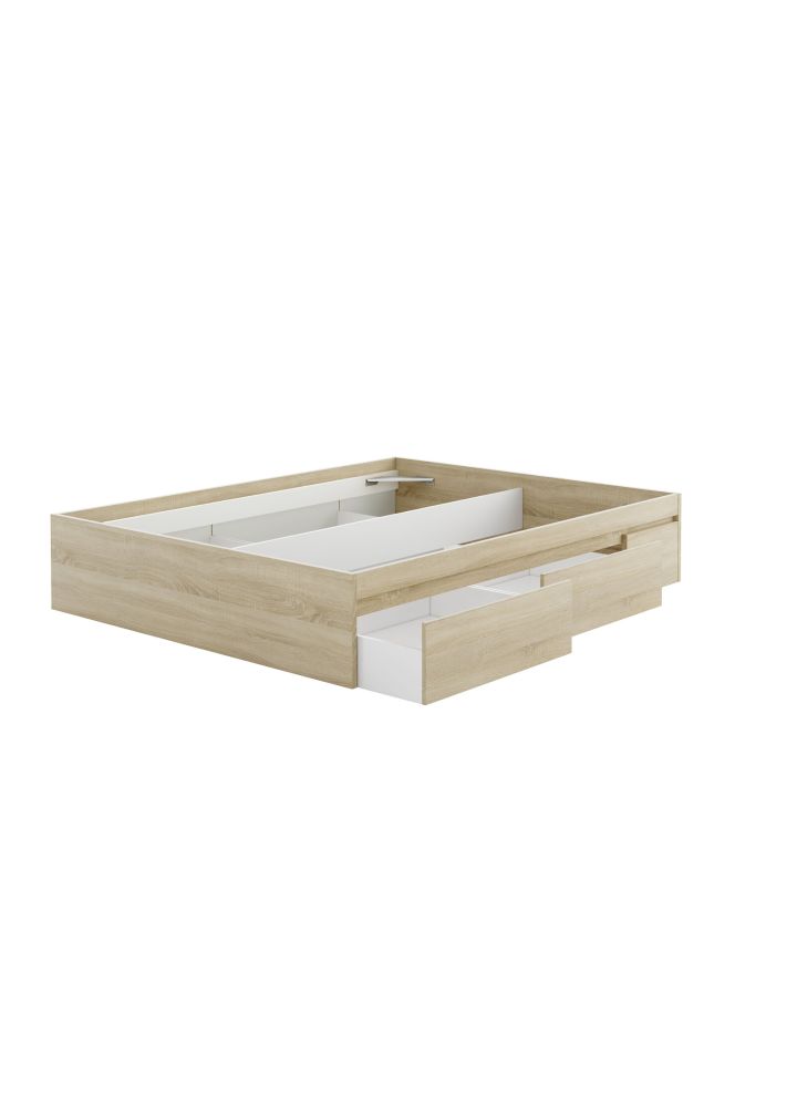 Cama Hedda Roble Nórdico 150 cm con 4 Cajones